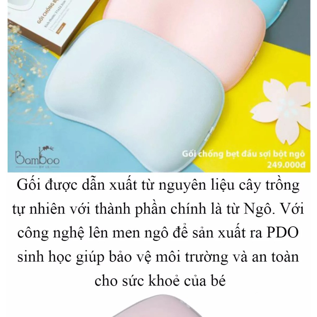 Gối bột ngô BAMBOO BY LIL cho bé sơ sinh trở lên: chống ẩm mốc, khử mùi hàng chính hãng