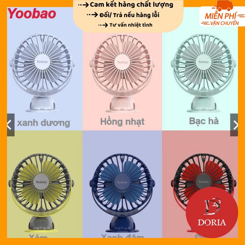 ▪♀QUẠT SẠC MINI YOOBAO 🎁FREESHIP 50K🎁QUẠT 6400MAH xoay góc 720 độ,32 tiếng, đế kẹp đa năng DR888