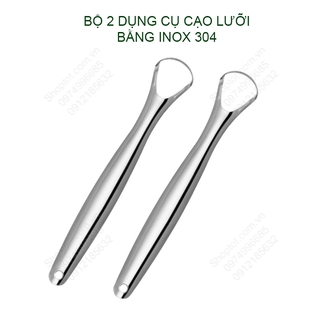 Bộ 2 dụng cụ cạo lưỡi làm bằng inox không gỉ, giúp làm sạch lưỡi cho hơi thở thơm mát