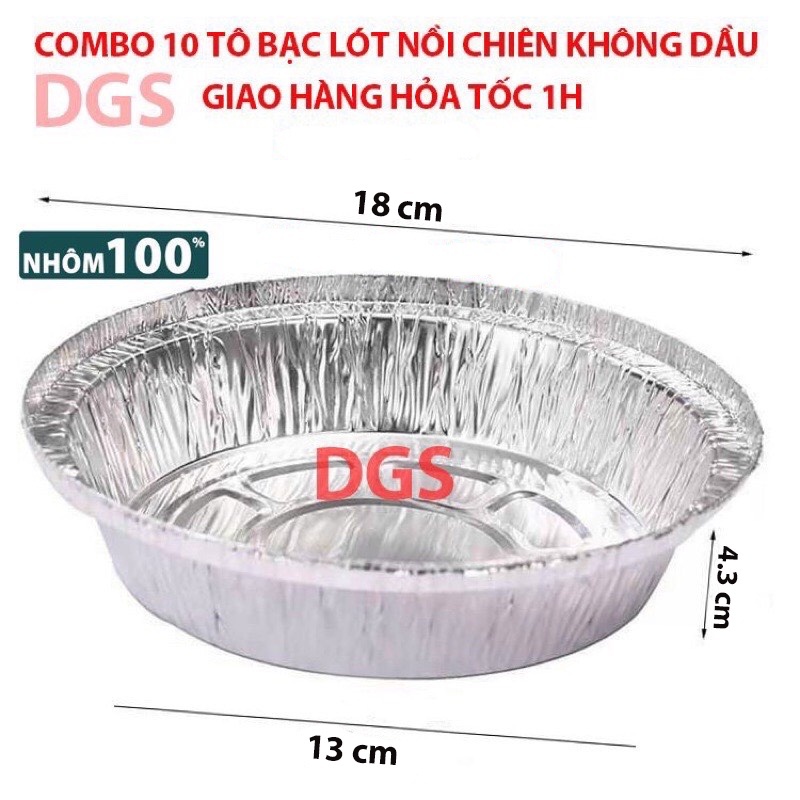 Combo 10 Khay giấy bạc lót nồi chiên không dầu , khuôn giấy bạc lót nồi nướng đa năng- Phukientuiloc