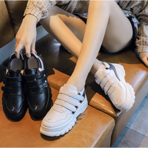 FREE SHIP30k (H 68-1) GIÀY THỂ THAO SNEAKER NỮ THU ĐÔNG 3 QUAI DÍNH ĐẾ CAO 5CM