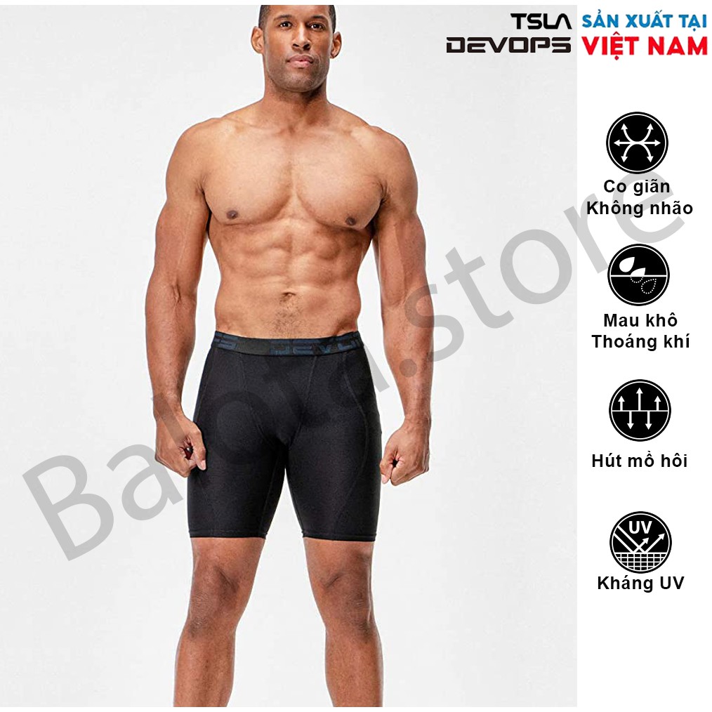 Quần legging nam Devops dạng ngắn phù hợp cho các môn chạy bộ, đạp xe, tập tạ, yoga, gym fitness và đá bóng…
