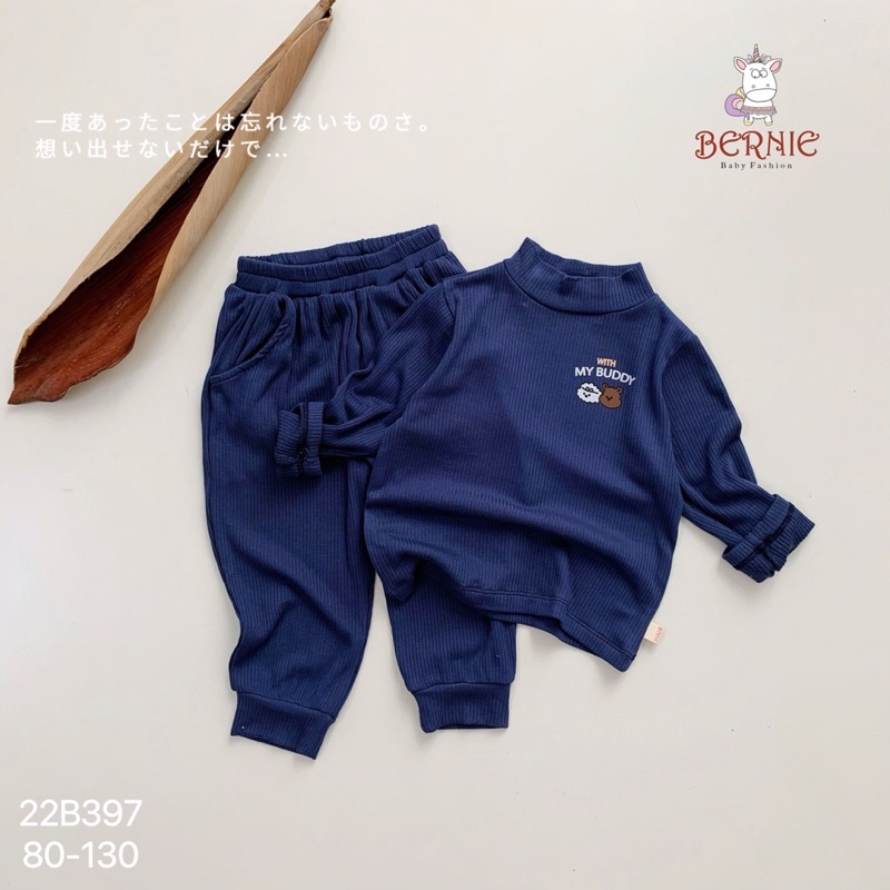 Bộ bé trai bé gái Berine nhung tăm cổ 3p cho bé từ 8-21kg-22B397