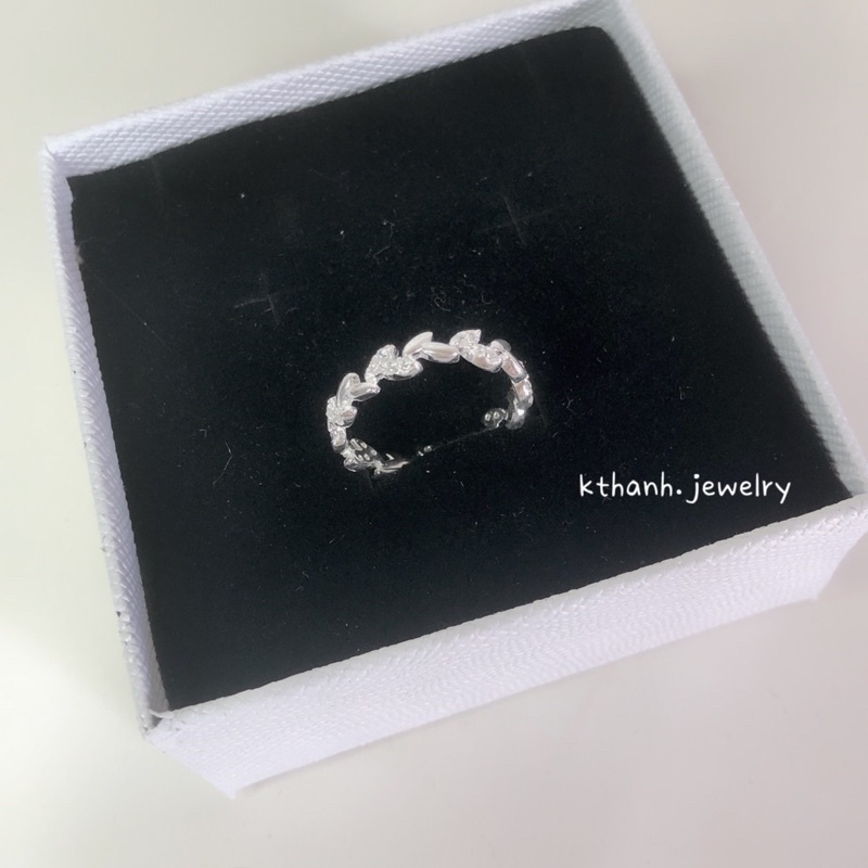 Nhẫn Bạc 925 Lá đính hột