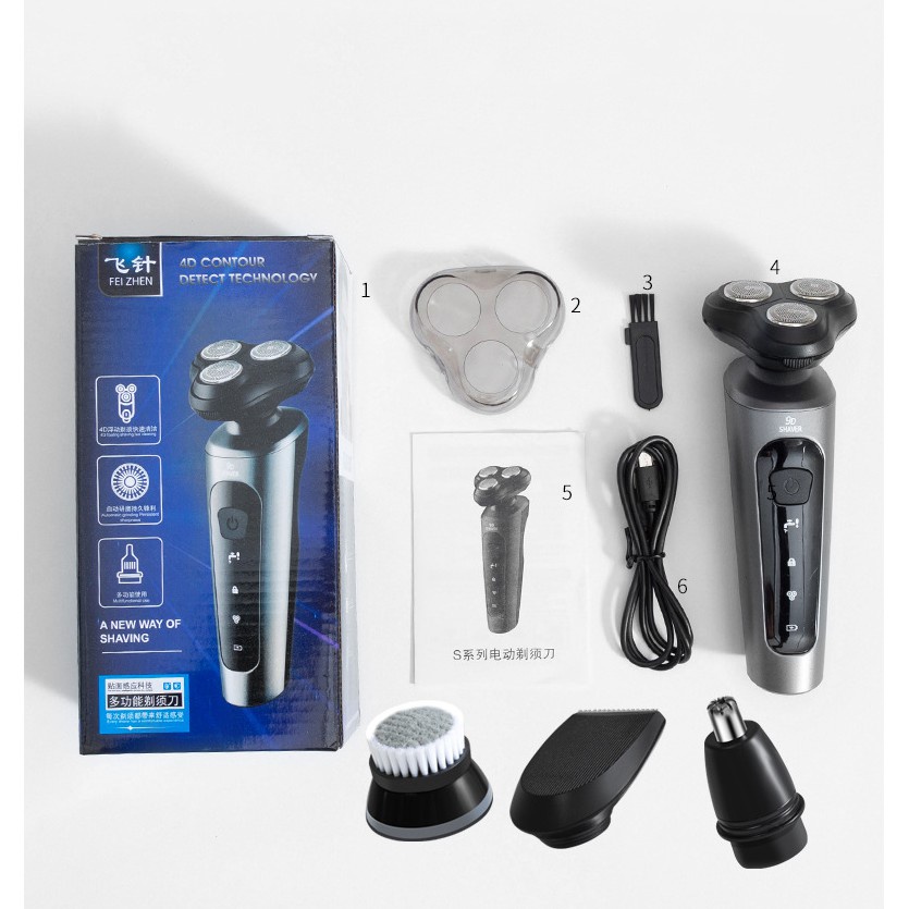 Máy Cạo Râu 9D 4 in 1 SHAVER Kèm 6 Phụ Kiện Cao Cấp, 3 Lưỡi Mini Siêu Bền, Lưỡi Xoay Đa Chiều, Bảo Hành 12 Tháng