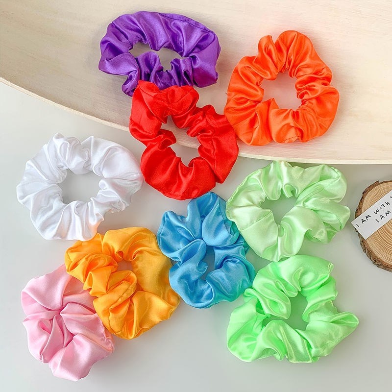 Dây Cột Tóc Satin Satin Bản Lớn Dạ Quang Đơn Giản Thời Trang Xu Hướng Cho Nữ