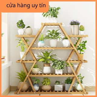 Kệ hoa zizac, Kệ để cây cảnh gỗ tre ban công, sân vườn MGK045