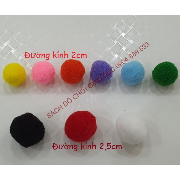 Túi pom pom màu đỏ 20 quả đường kính 2,5cm