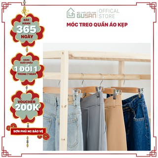 Móc treo quần áo bằng Gỗ (10 móc) có kẹp GUSAN