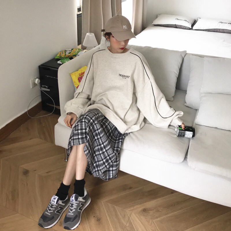 ÁO NỈ BÔNG TRUDINT UNISEX 2 MÀU TRẮNG ĐEN - ÁO SWEATER SỌC VIỀN FASHION ULZZANG