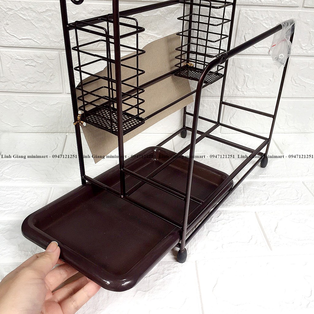 Cắm dao thớt có ngăn đũa và móc treo đồ Chất liệu sơn tĩnh điện kèm đinh vít treo