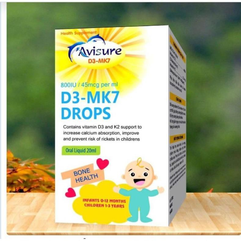 Avisure D3 - MK7 Drops - bổ sung vitamin D3 và K2 giúp bé cao lớn vượt trội