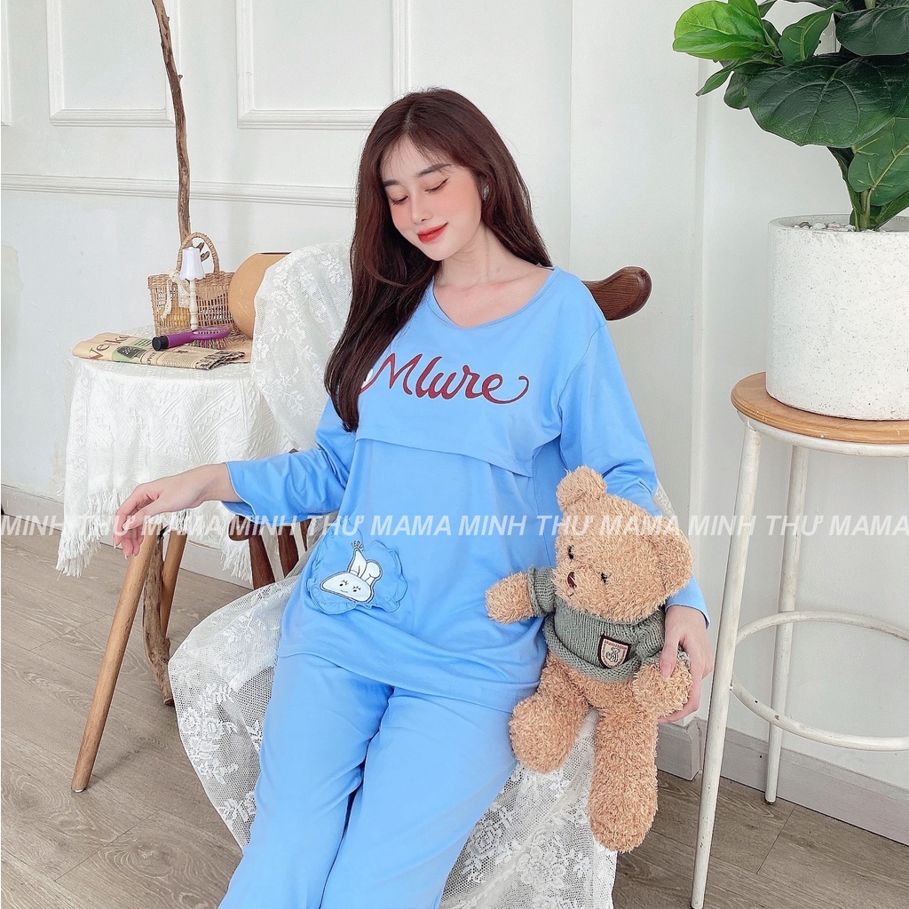 Bộ bầu - bộ sau sinh - cho con bú - chất liệu coton - mềm - mịn - mát ( đô lật túi tim - QDTD - MS - 04 )