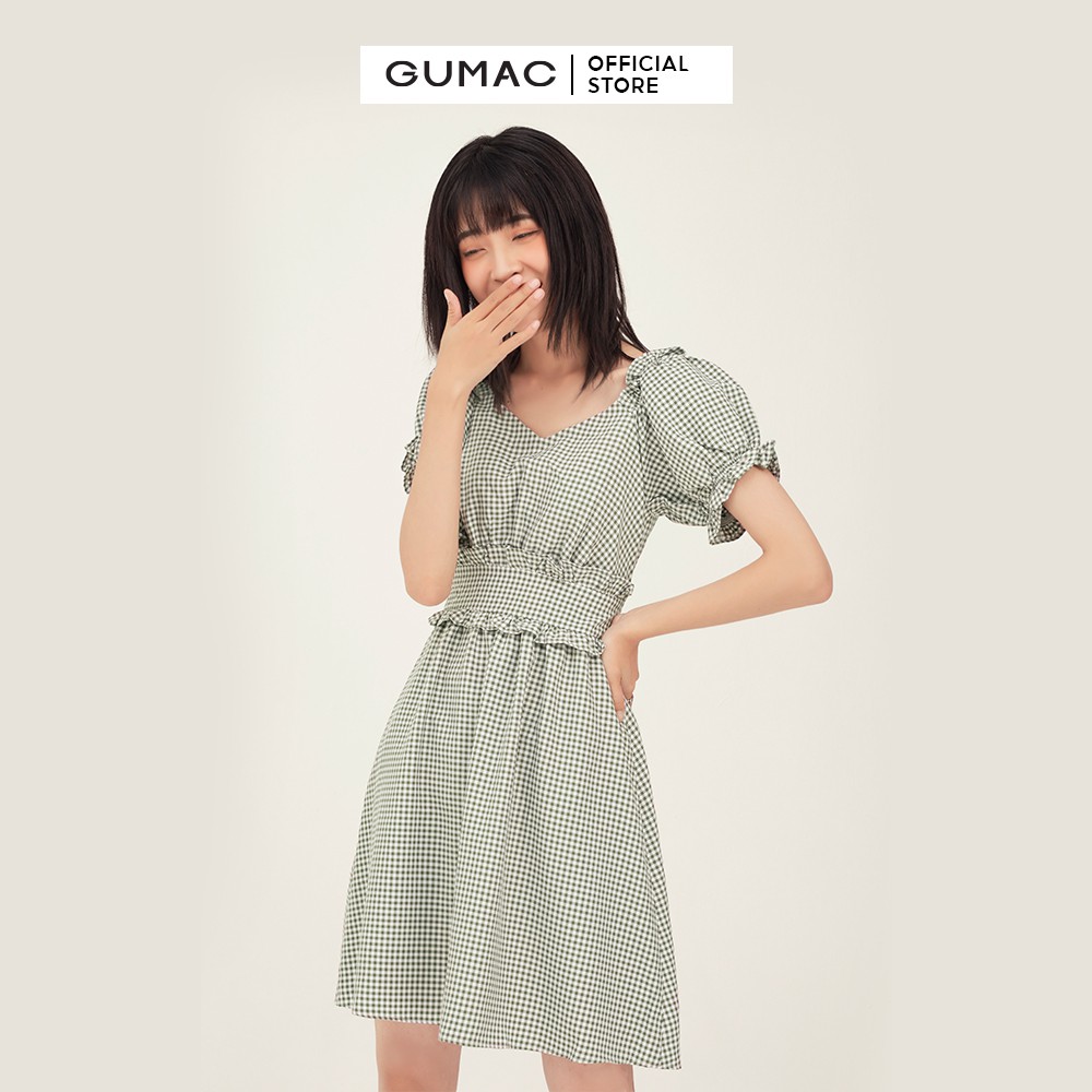 Đầm xòe nữ họa tiết caro bản eo GUMAC đủ màu đủ size, năng động, trẻ trung DB341 | BigBuy360 - bigbuy360.vn