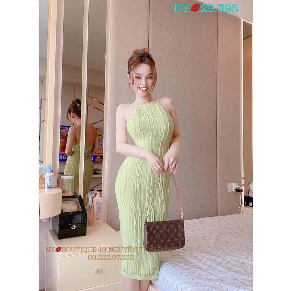 Đầm body xốp hai dây hở lưng cực sang oa