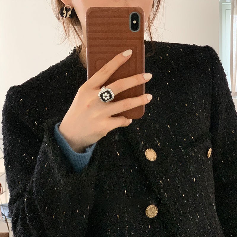 Nhẫn Hở Hình Hoa Bằng Kim Loại Phong Cách vintage