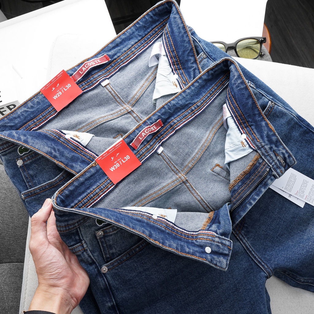 Quần Jean dài Nam LCST xanh wash,Form Slimfit.chất vải co dãn,ống 15-18cm,Hàng VNXK - 122113