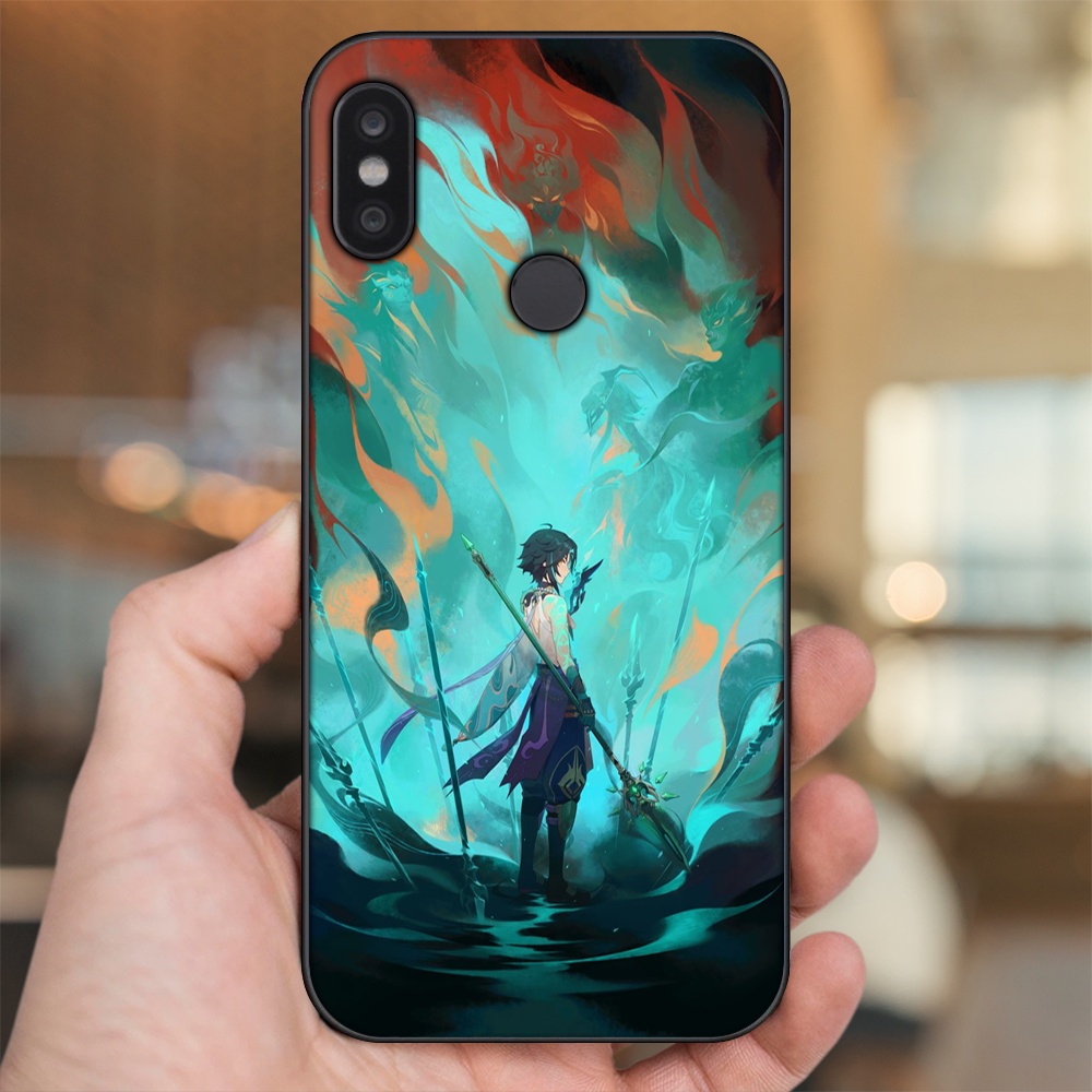 Ốp lưng Xiaomi Redmi Note 5, Note 5 Pro viền đen in hình Xiao Genshin Impact