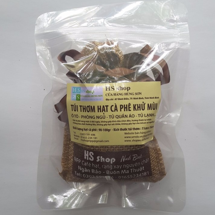 Túi thơm hạt Cà phê tự nhiên(100gr) khử mùi ÔTÔ - NPP HS shop