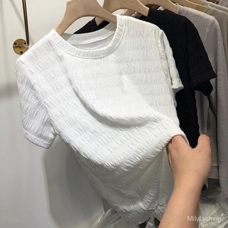 💕Ladies 2021 new short sleeve t-shirt with texture fabric