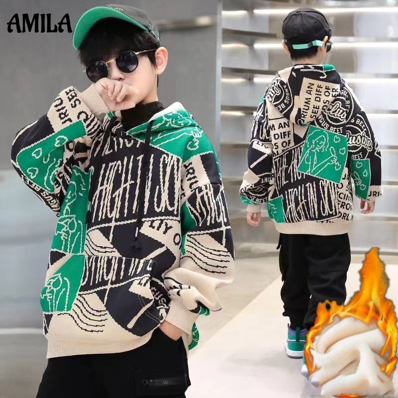 AMILA Áo Hoodie Cỡ Vừa Thời Trang Mới Cho Bé Trai áo hoodie bé trai