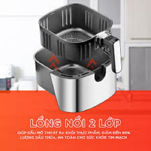 [Mã ELHADEV giảm 4% đơn 300K] Nồi chiên không dầu Asanzo Papa Cook AAF1758 5.8 Lít