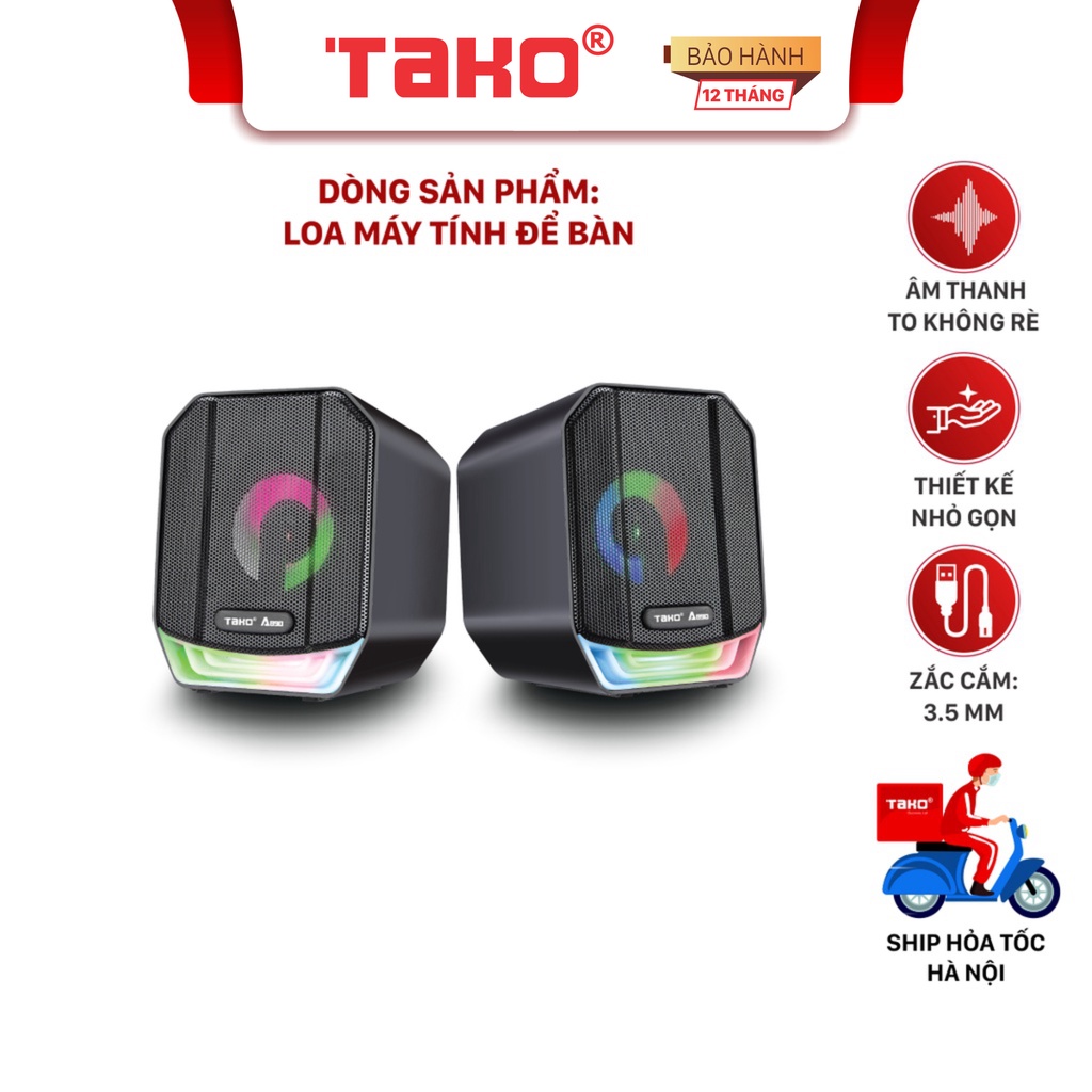 Loa vi tính 2.0 TAKO A890 cho máy tính để bàn. Chính hãng Tako, BH 12 tháng