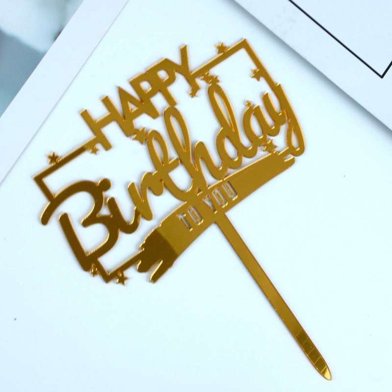 Que cắm mica happy birthday - set 10 cái