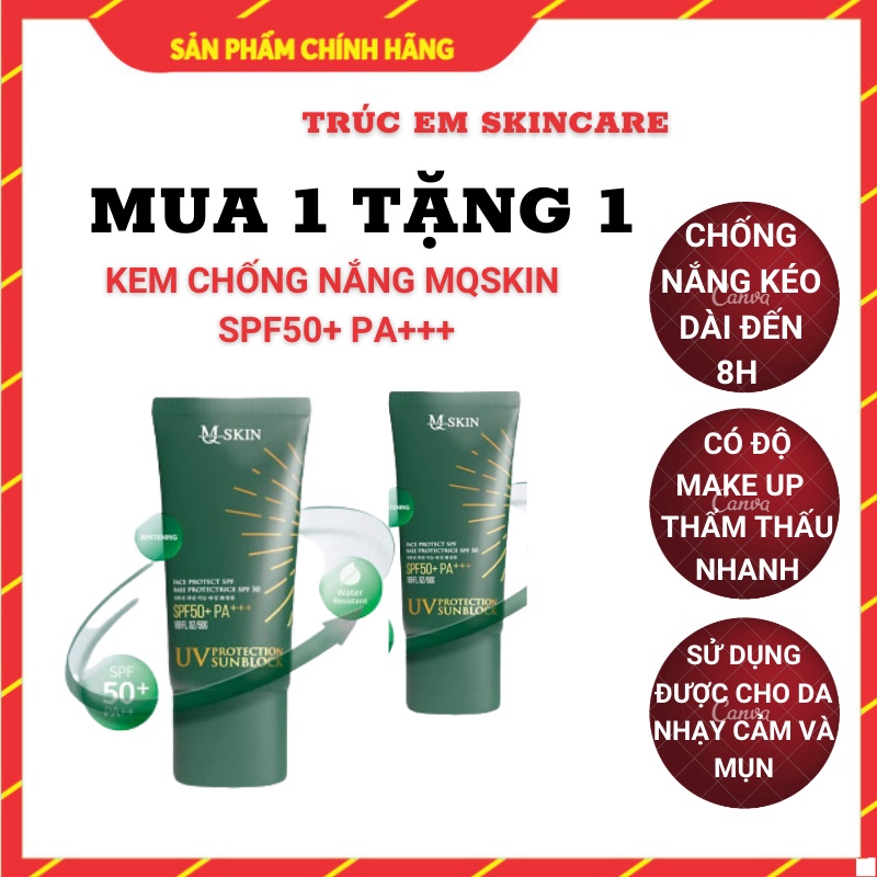 Kem chống nắng MQSKIN chống Nắng MQ Skin SPF50+PA+++ Chống nắng UV dạng sữa Lâu Trôi Làm sáng Da Chính Hãng MQ SKIN