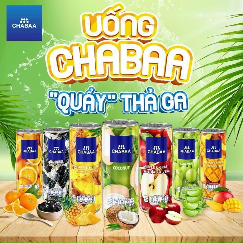 (6 Lon) Nước trái cây Chabaa 230ml Thái Lan