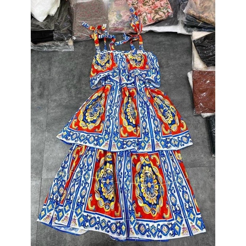 Maxi lụa 2s hoa văn cổ điển ( ảnh thật cuối ) | BigBuy360 - bigbuy360.vn