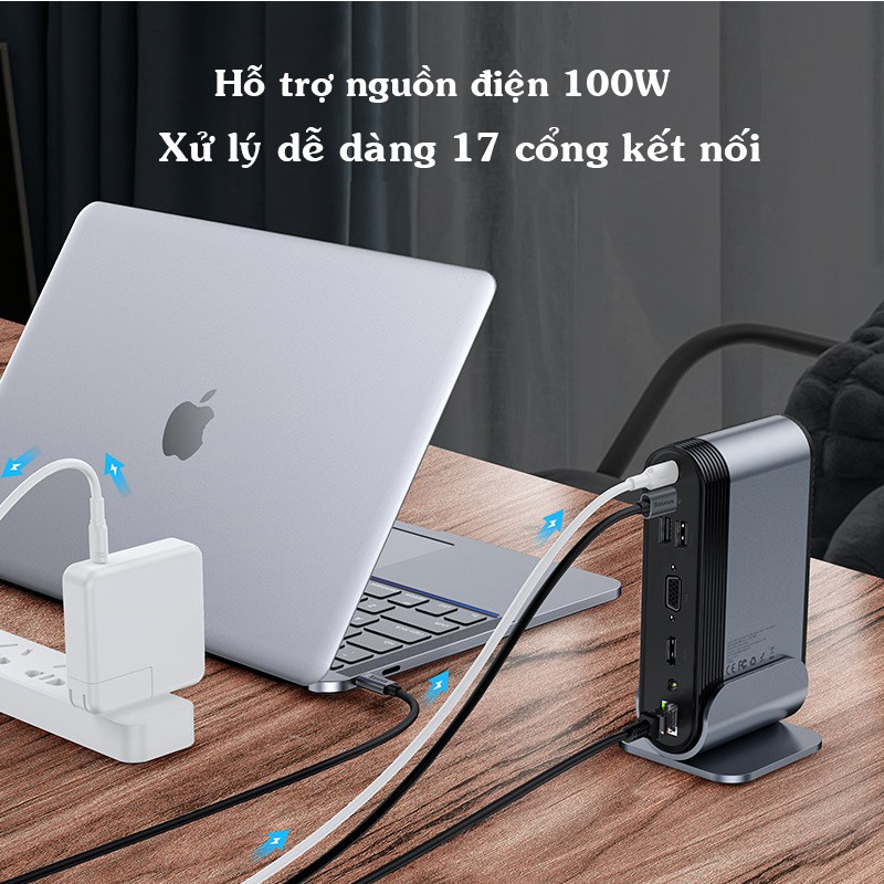 Hub chuyển đổi đa năng Baseus 17 in 1 Hỗ trợ mở rộng 17 cổng kết nối dành cho Mobile