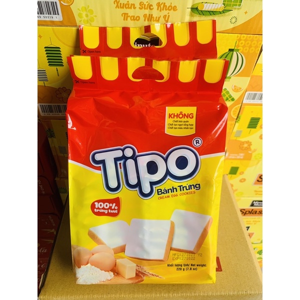 Bánh trứng Tipo Hữu Nghị túi 220gram tròn vị trứng tươi