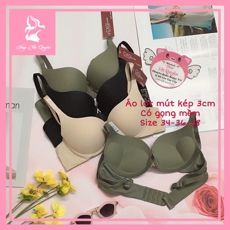 Áo lót nữ quả trơn mút độn kép có gọng, quả giọt nước giúp ôm ngực tròn đầy cho phái đẹp