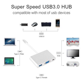 Cáp chuyển Type C ra USB 3.0+ VGA và type C