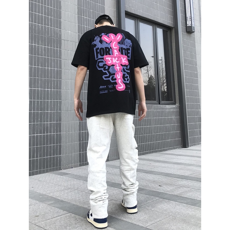 Travis Scott high street tide brand TS Fortnite printed couple loose short-sleeved T-shirt ins hip-hop TEE