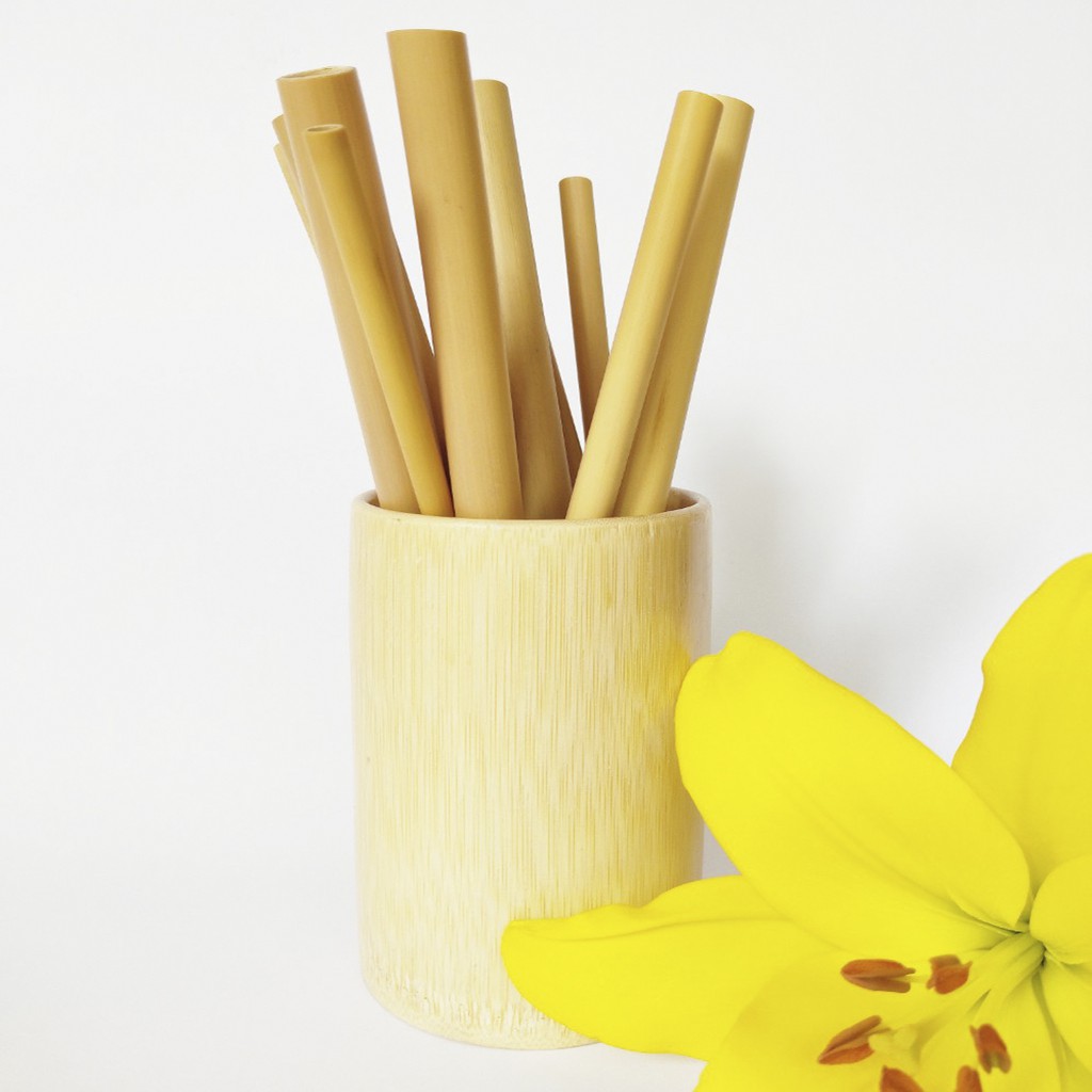 Hộp ống hút tre 10 ống kèm cọ rửa và túi đựng Mão Mèo Bamboo Straws. | BigBuy360 - bigbuy360.vn