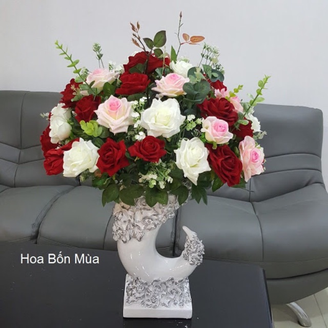 Bình hoa composite dáng ngà voi