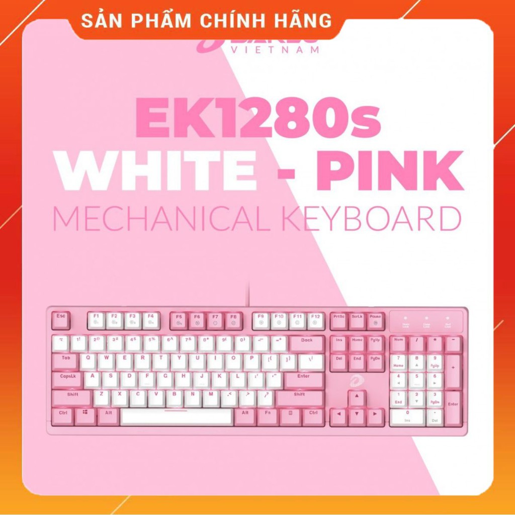 Bàn phím cơ Gaming DAREU EK1280s PINK-WHITE 104KEY PINK LED