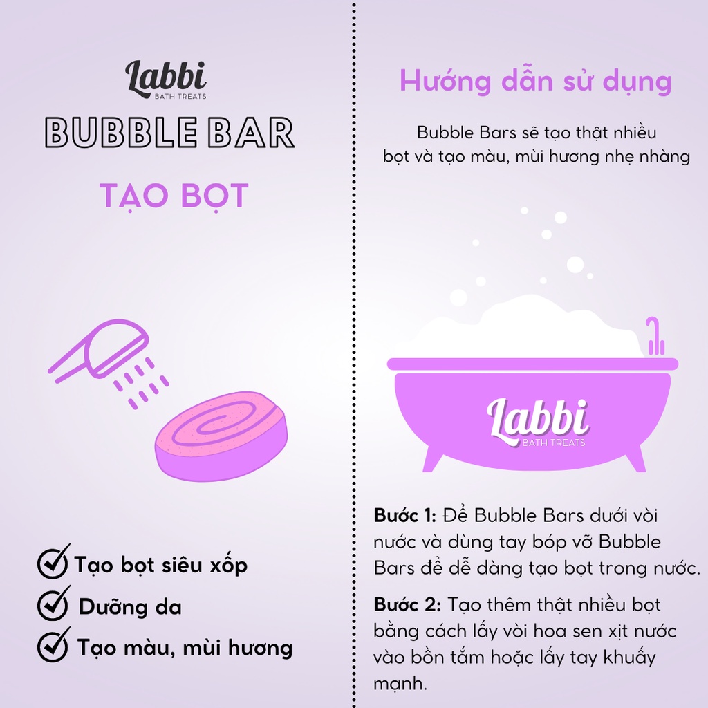 Bánh siêu tạo bọt bồn tắm BILLY [Labbi] Bubble Bar