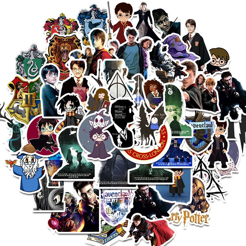 Set 50 miếng dán trang trí Laptop chống thấm nước hình Harry Potter Series1
