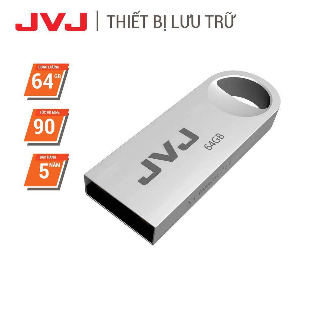 USB 64Gb/32Gb/16Gb/8Gb/4Gb 2.0 JVJ S3 siêu nhỏ vỏ kim loại -  tốc độ tiêu chuẩn chống nước