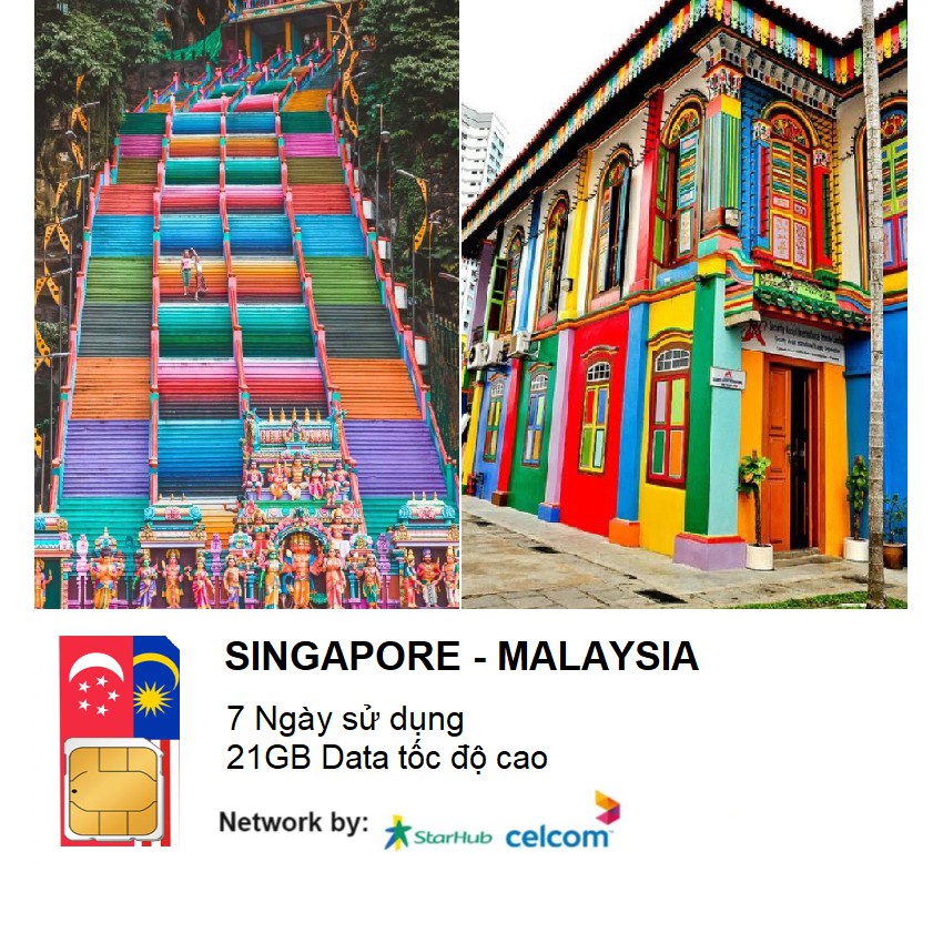 SIM SINGAPORE MALAYSIA | Sim 4G Sing Malay | 7 Ngày 21GB Data Tốc Độ Cao