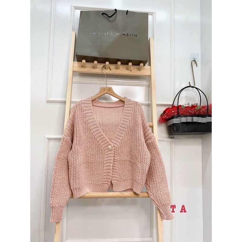 Áo khoác cadigan len cổ tím cánh rơi | BigBuy360 - bigbuy360.vn