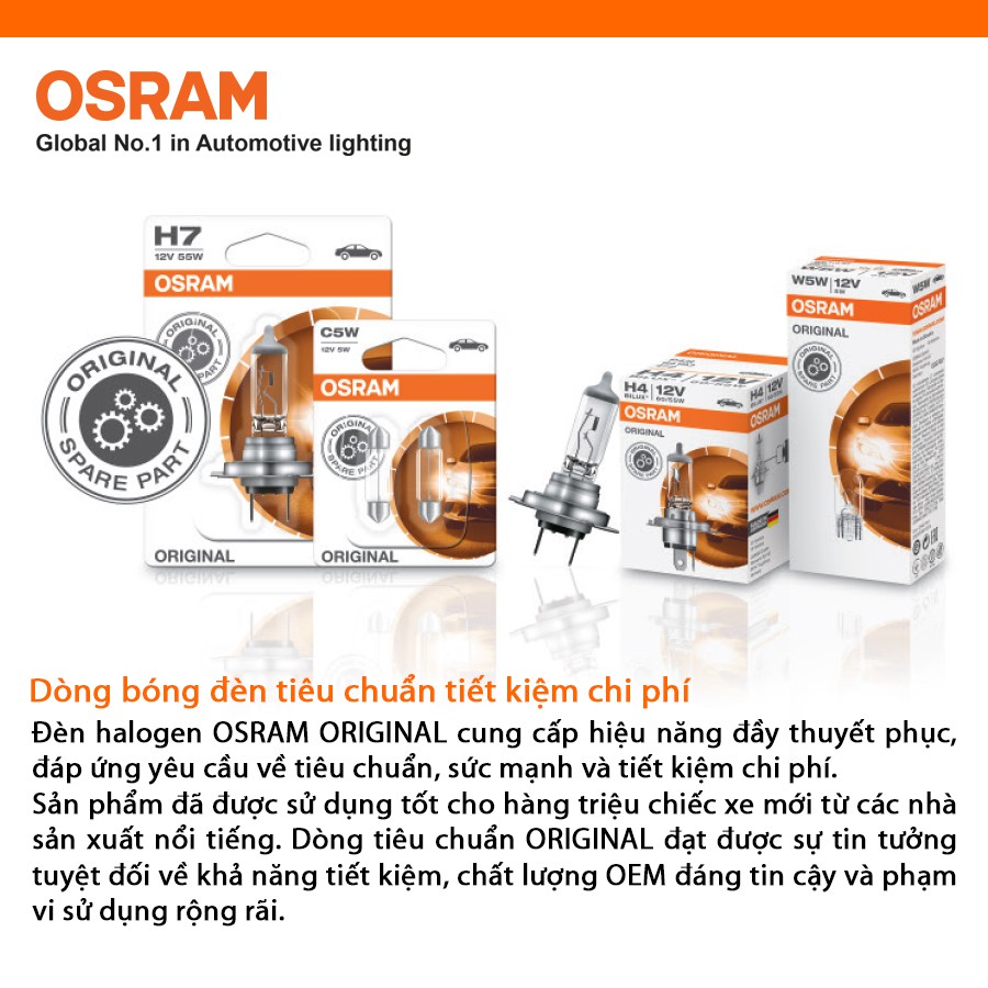 [Mã BMBAU50 giảm 10% đơn 99k] Bóng Đèn Halogen OSRAM Original HB3 12V 60W (Chân Thẳng) Nhập Khẩu Chính Hãng