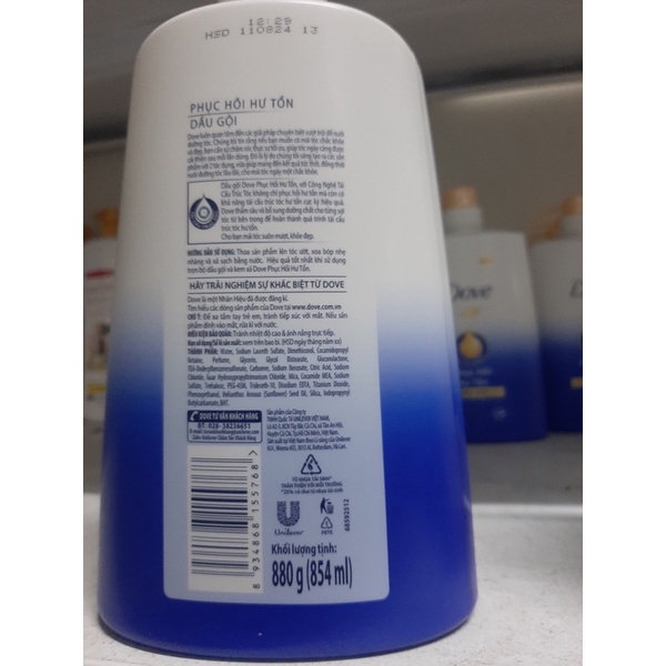 Dầu gội Dove phục hồi hư tổn 880gr (854ml) bao bì mới