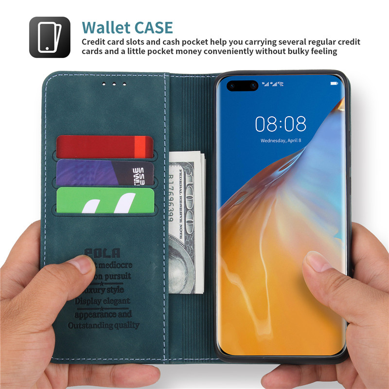 Ốp điện thoại da mềm nam châm phối ví đựng thẻ bảo vệ toàn diện cho Huawei P40/P40 Lite Pro/Mate 30 Pro