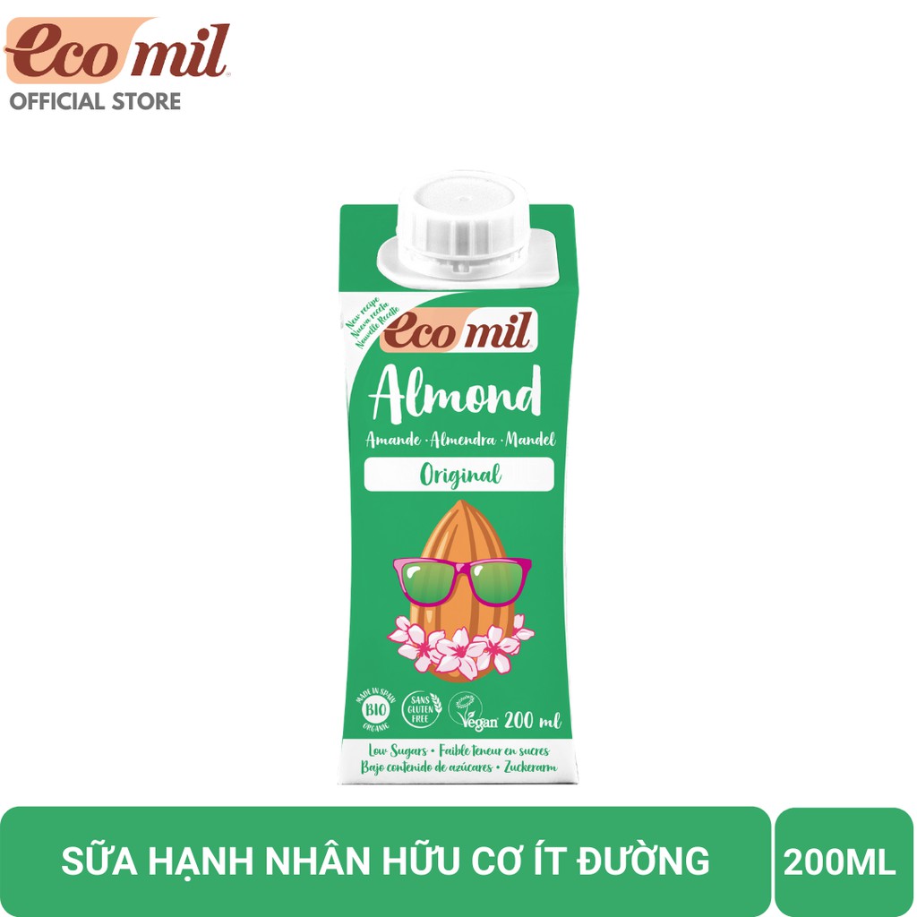 Sữa Hạt Hạnh Nhân Nguyên Chất Hữu Cơ Ecomil (200ml) - Organic Almond Milk Original (200ml)