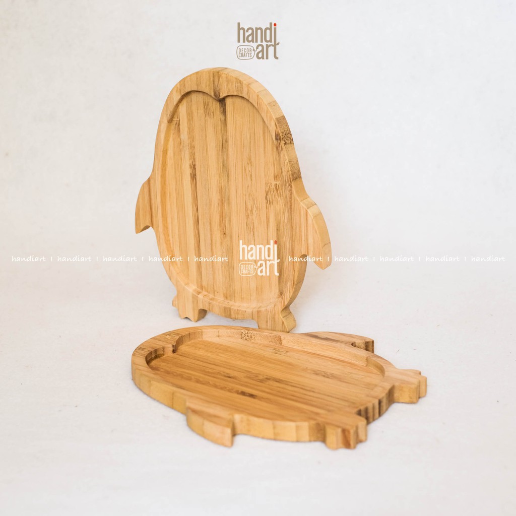 Khay gỗ tre hình chim cánh cụt - Khay gỗ ăn dặm - bamboo wooden tray