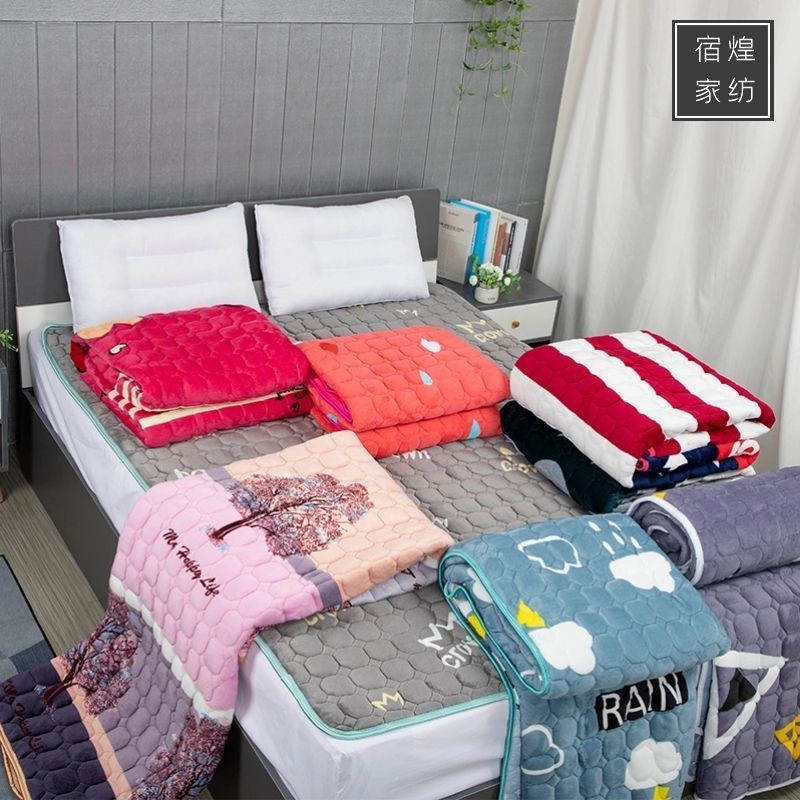 Nệm trải giường đơn/đôi bằng flannel 0.9m 1.2m